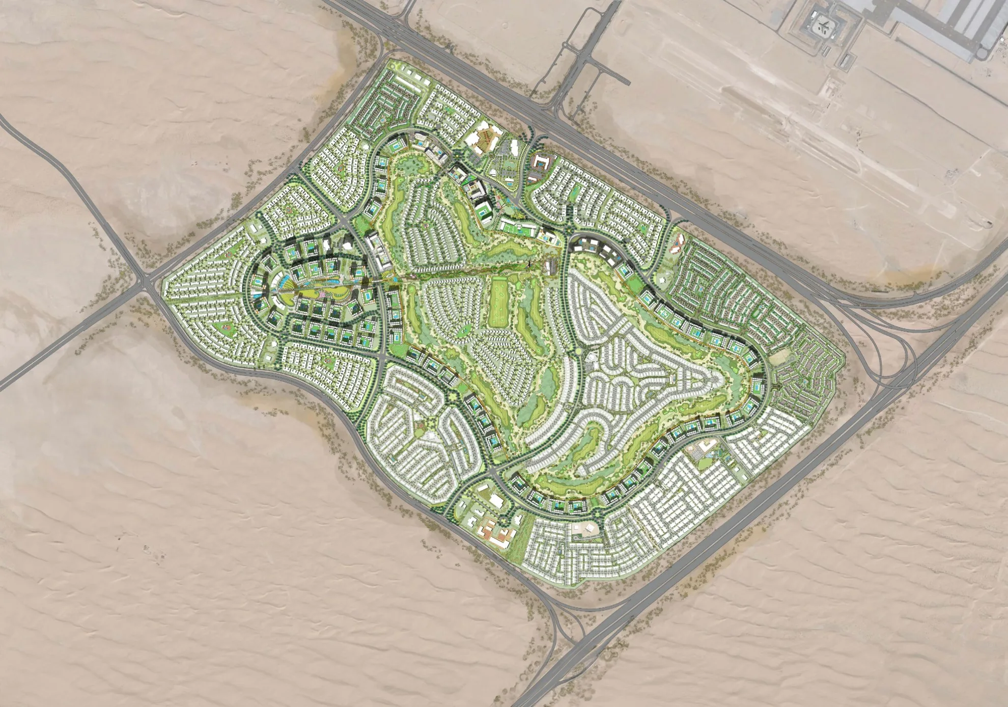 Lunaya masterplan showing lagoons, parks, villas and Lunaya Terraces